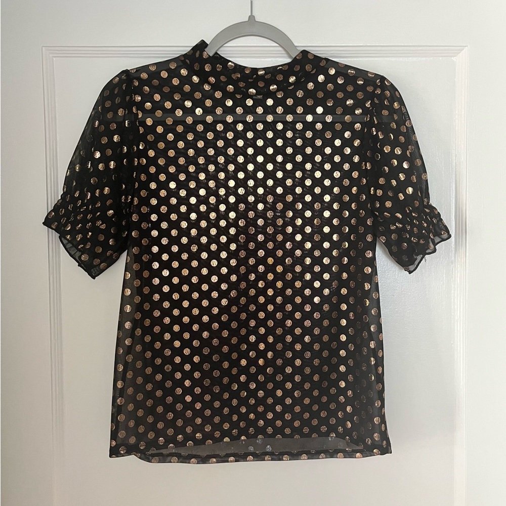 Sheer Blouse with Rose Gold polka dots